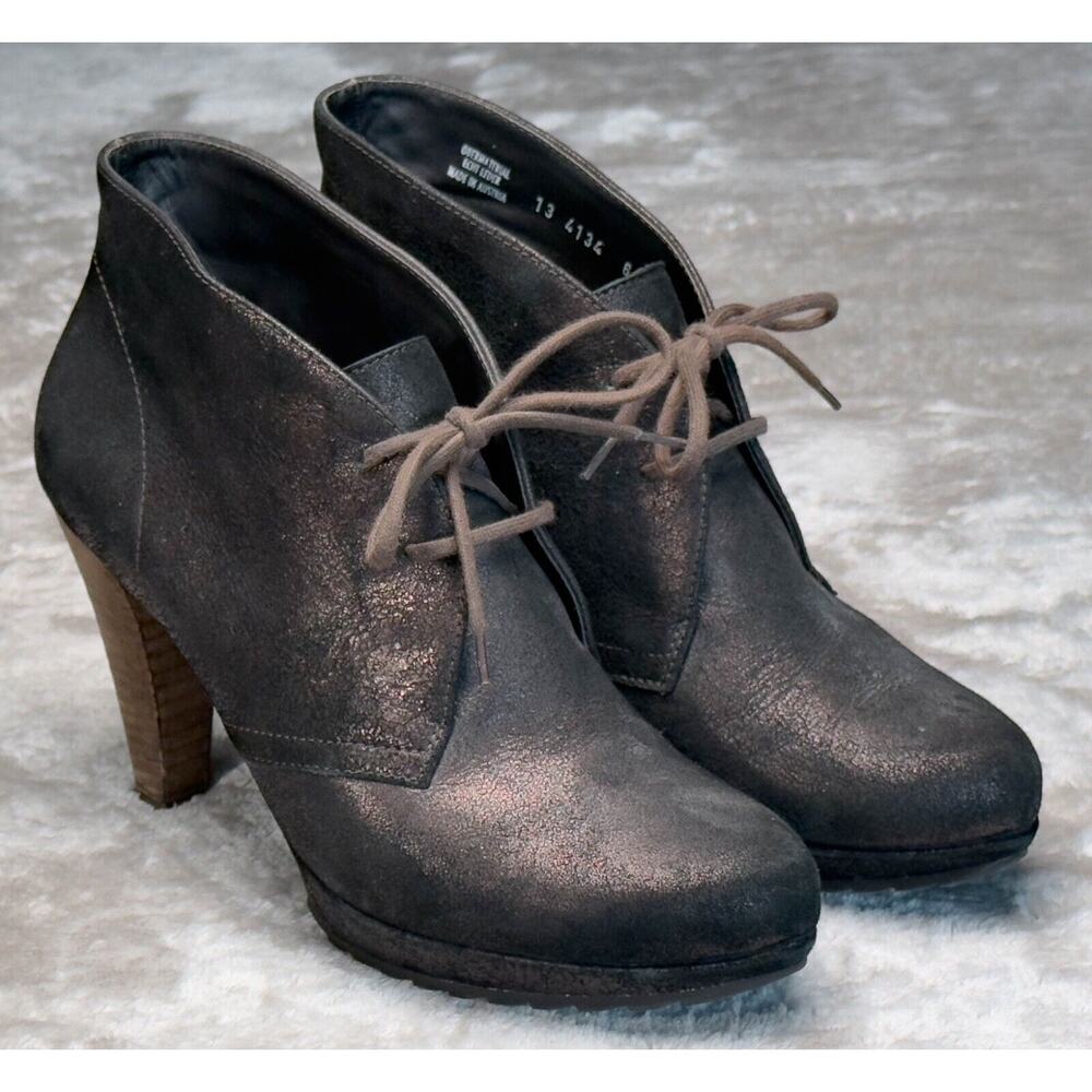 Paul Green Bronze Metallic Suede Lace Up Platform Boots Womens Size US 8.5 UK 6